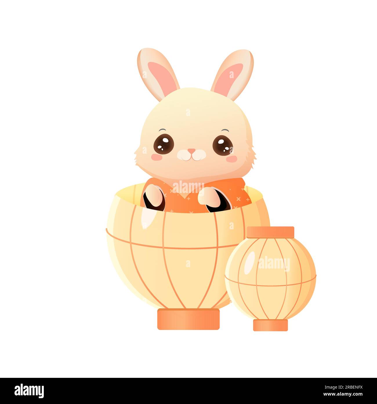 Süßes Häschen in der Laterne des Herbstfestivals Stock Vektor