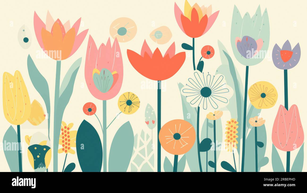 Blumenzusammensetzung. Muster aus bunten Blumen auf dem Hintergrund. Flach, Draufsicht, Kopierraum Stockfoto