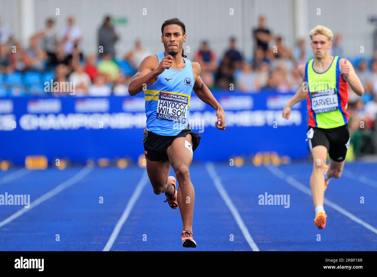 Manchester, Großbritannien. 09. Juli 2023. Alex Haydock-Wilson gewinnt das 400m. Finale für Männer während der britischen Athletics Championships in der Manchester Regional Arena, Manchester, Großbritannien, am 9. Juli 2023 (Foto von Conor Molloy/News Images) in Manchester, Großbritannien, am 7./9. Juli 2023. (Foto: Conor Molloy/News Images/Sipa USA) Guthaben: SIPA USA/Alamy Live News Stockfoto