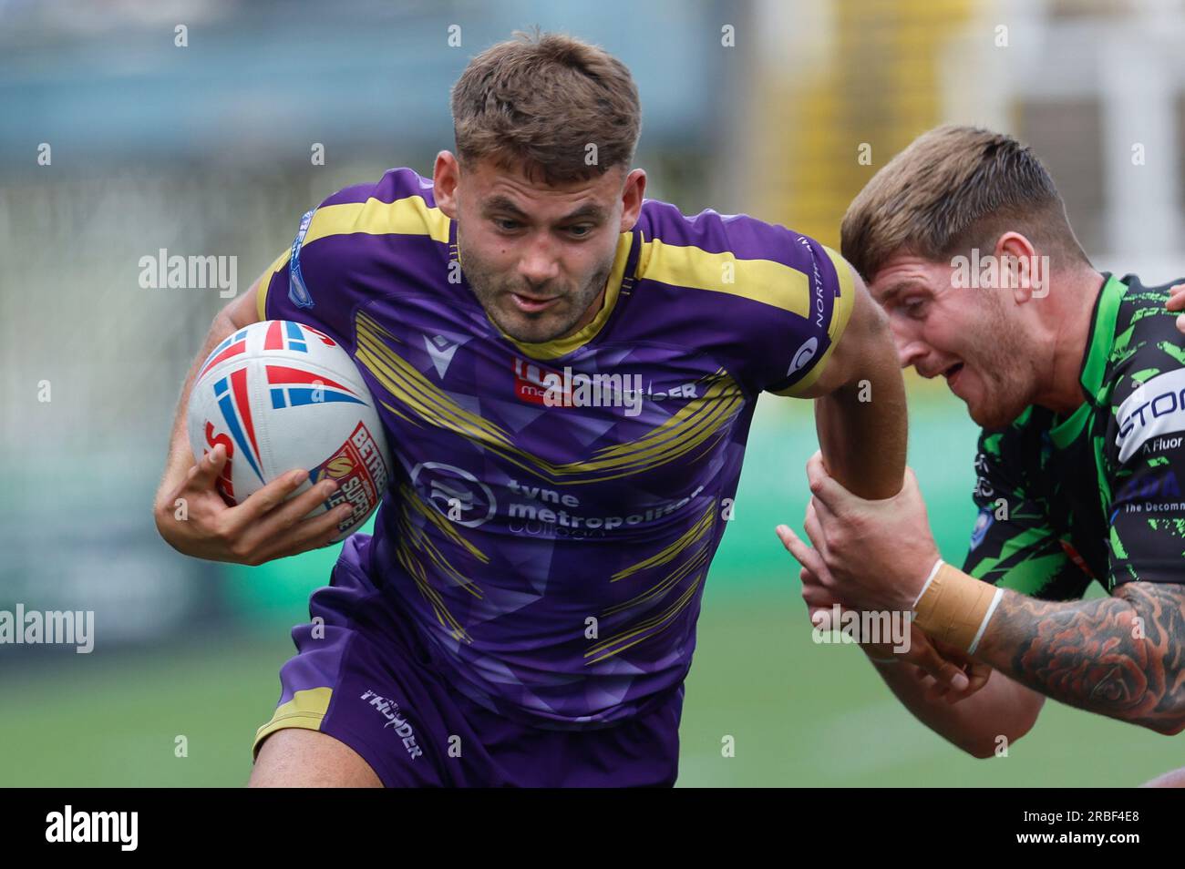 Newcastle, Großbritannien. 11. Juni 2023. Alex Clegg von Newcastle Thunder in Aktion während des BETFRED-Meisterschaftsspiels zwischen Newcastle Thunder und Whitehaven RLFC am Sonntag, den 9. Juli 2023 im Kingston Park, Newcastle. (Foto: Chris Lishman | MI News) Kredit: MI News & Sport /Alamy Live News Stockfoto