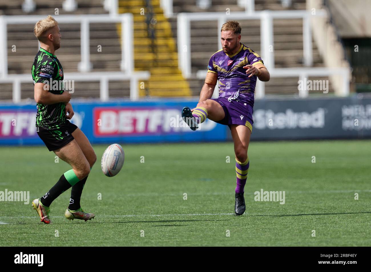 Newcastle, Großbritannien. 11. Juni 2023. Jack Miller of Thunder tritt am Sonntag, den 9. Juli 2023, beim BETFRED Championship-Spiel zwischen Newcastle Thunder und Whitehaven RLFC im Kingston Park in Newcastle an. (Foto: Chris Lishman | MI News) Kredit: MI News & Sport /Alamy Live News Stockfoto