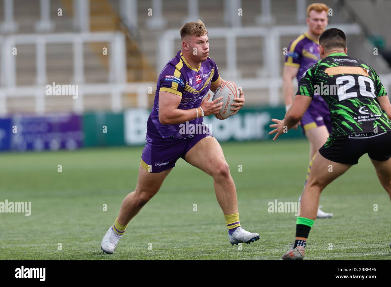 Newcastle, Großbritannien. 11. Juni 2023. Connor Moore von Newcastle Thunder fährt am Sonntag, den 9. Juli 2023, während DES BETFRED Championship-Spiels zwischen Newcastle Thunder und Whitehaven RLFC im Kingston Park, Newcastle, vorwärts. (Foto: Chris Lishman | MI News) Kredit: MI News & Sport /Alamy Live News Stockfoto