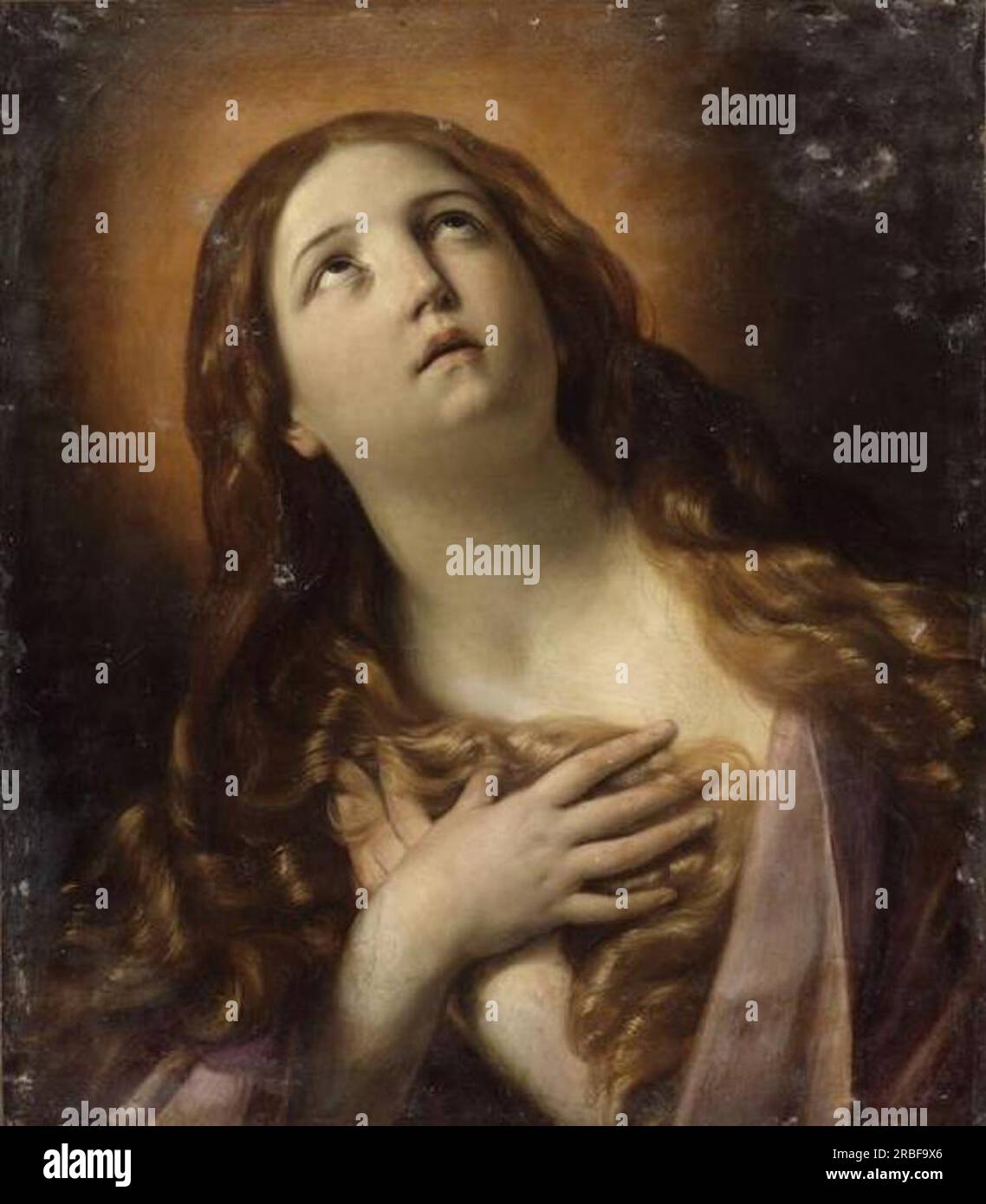 Mary Magdalene in Ecstasy am Fuße des Kreuzes 1629 von Guido Reni Stockfoto