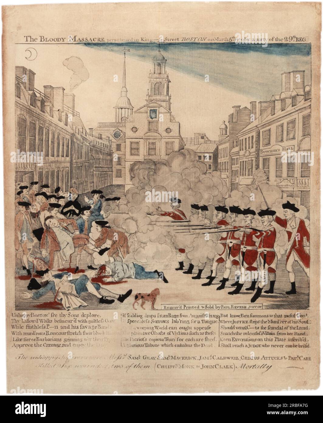 Das Blutmassaker in der King-Street, 5. März 1770 1770 von Paul Revere Stockfoto