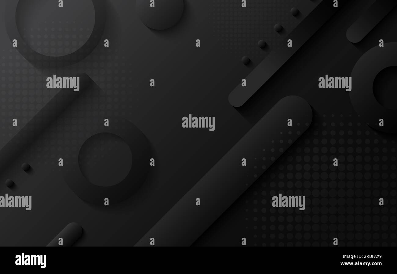 Abstrakter Farbverlauf in Grau und Schwarz minimaler Stil dekorativer Kunstwerke mit Halbtonhintergrund. Überlappendes Design mit Druckvorlage für freien Platz. Stock Vektor
