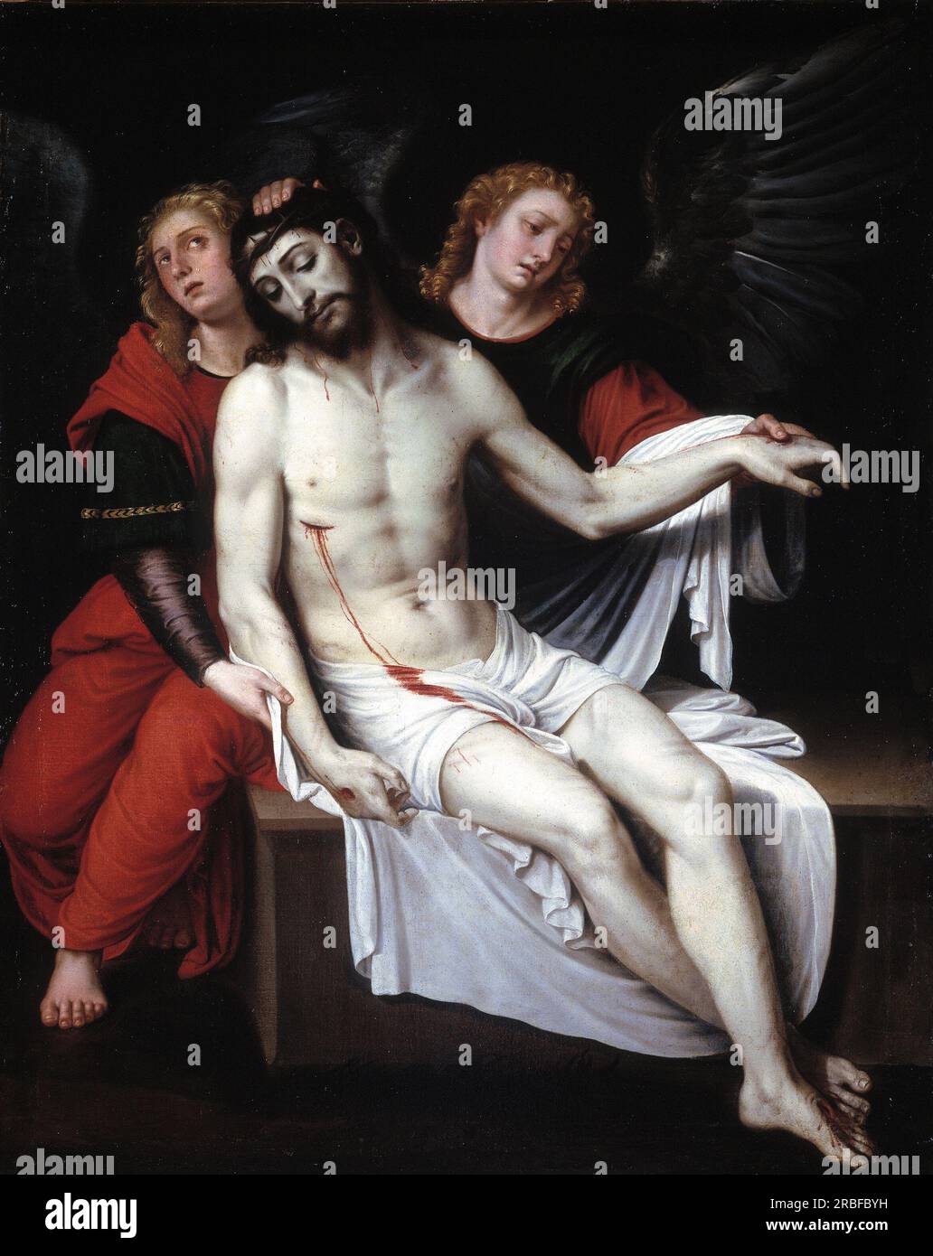 Cristo Muerto Sostenido Por Dos Ángeles von Francesco Ribalta Stockfoto