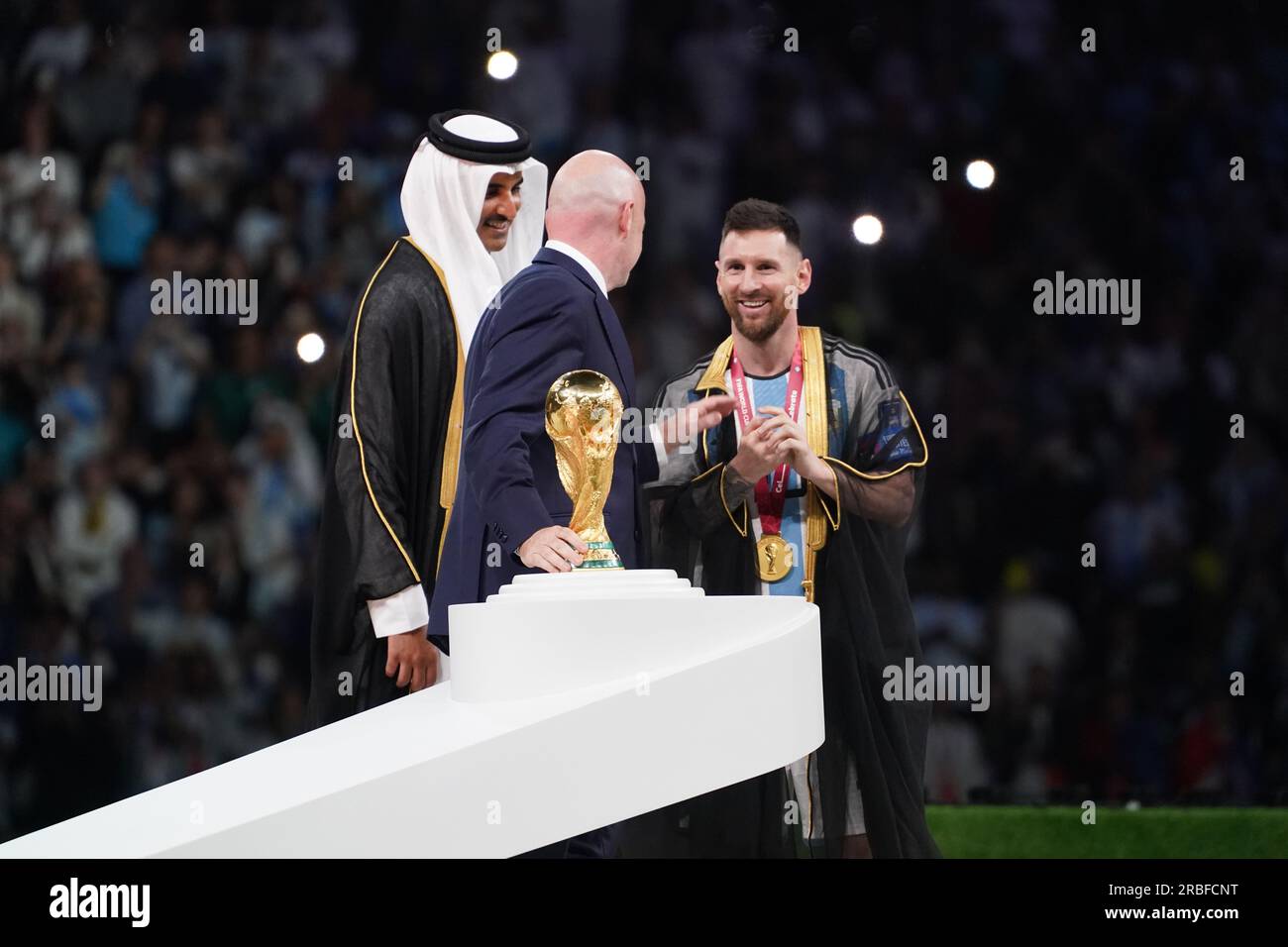 Lusail, Katar, 18. Dezember 2022. Lionel Messi hat die FIFA-Weltmeisterschaft aufgegeben. Argentinien gegen Frankreich, Spiel 64, Finalspiel der FIFA World Cu Stockfoto