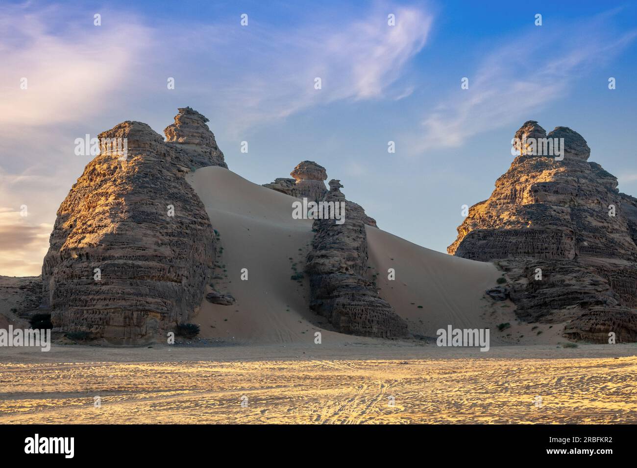 Wüstenerosionsformationen in der Nähe von Al Ula, Saudi-Arabien Stockfoto