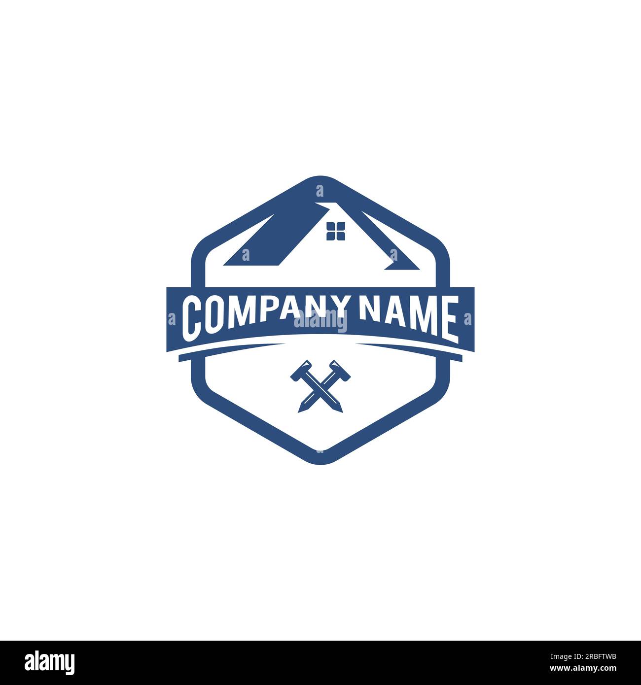 Hausreparatur mit Nagel, Bedachung, Renovierung, Reparatur, Hausrenovierung, Dekoration Logo.EPS 10 Stock Vektor