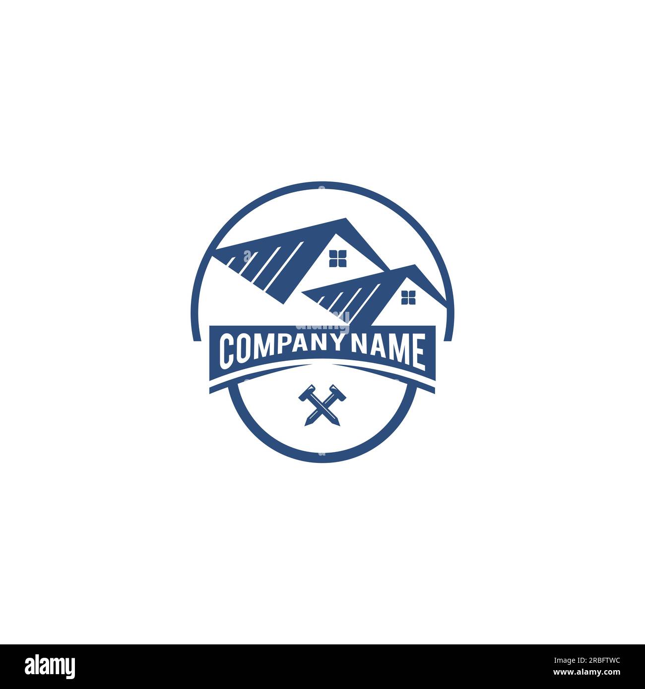 Hausreparatur mit Nagel, Bedachung, Renovierung, Reparatur, Hausrenovierung, Dekoration Logo.EPS 10 Stock Vektor