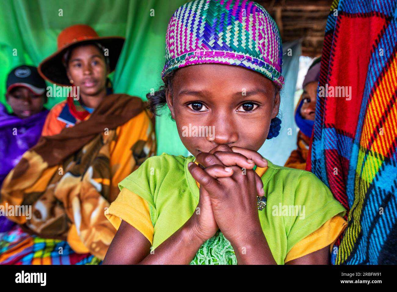 Vohiposa farbenfroher Markt in der Nähe von Antsirabe, Central Highlands, Vakinankaratra Region, Central Madagascar, Afrika. Das Hochland im Zentrum Madagaskars – Stockfoto