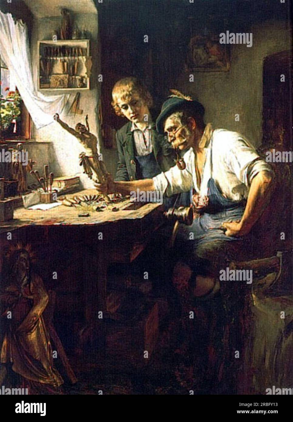 Holzschnitzerin Obermmergau 1891 von Toby Edward Rosenthal Stockfoto