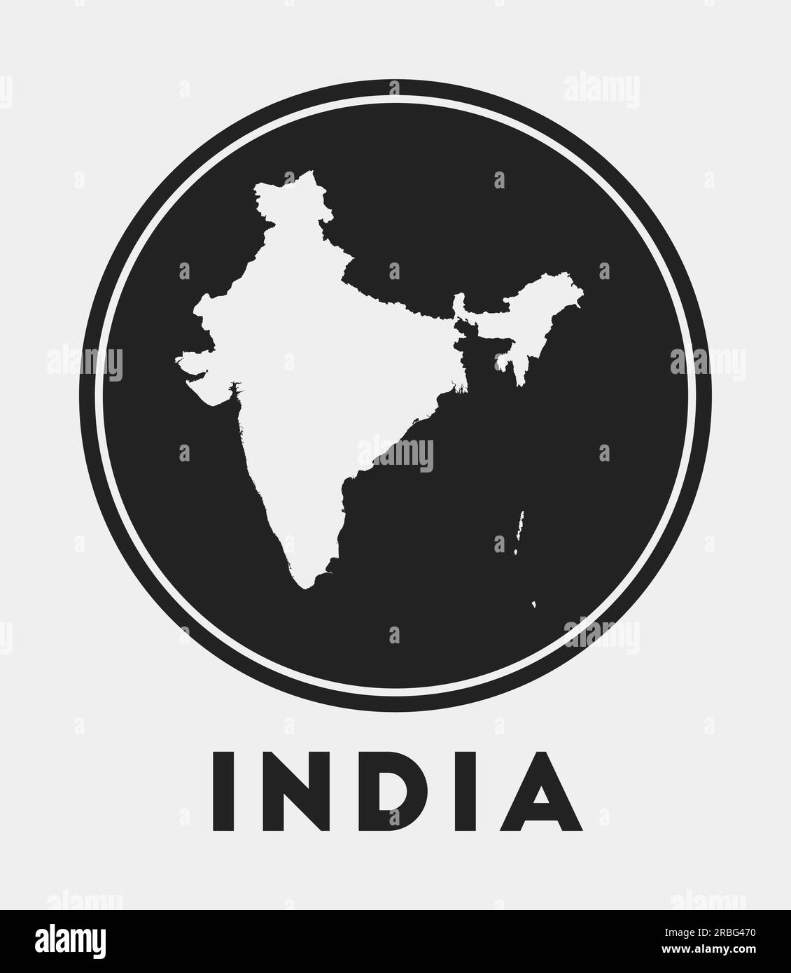 Symbol für Indien. Rundes Logo mit Landkarte und Titel. Stilvolles indisches Abzeichen mit Karte. Vektordarstellung. Stock Vektor