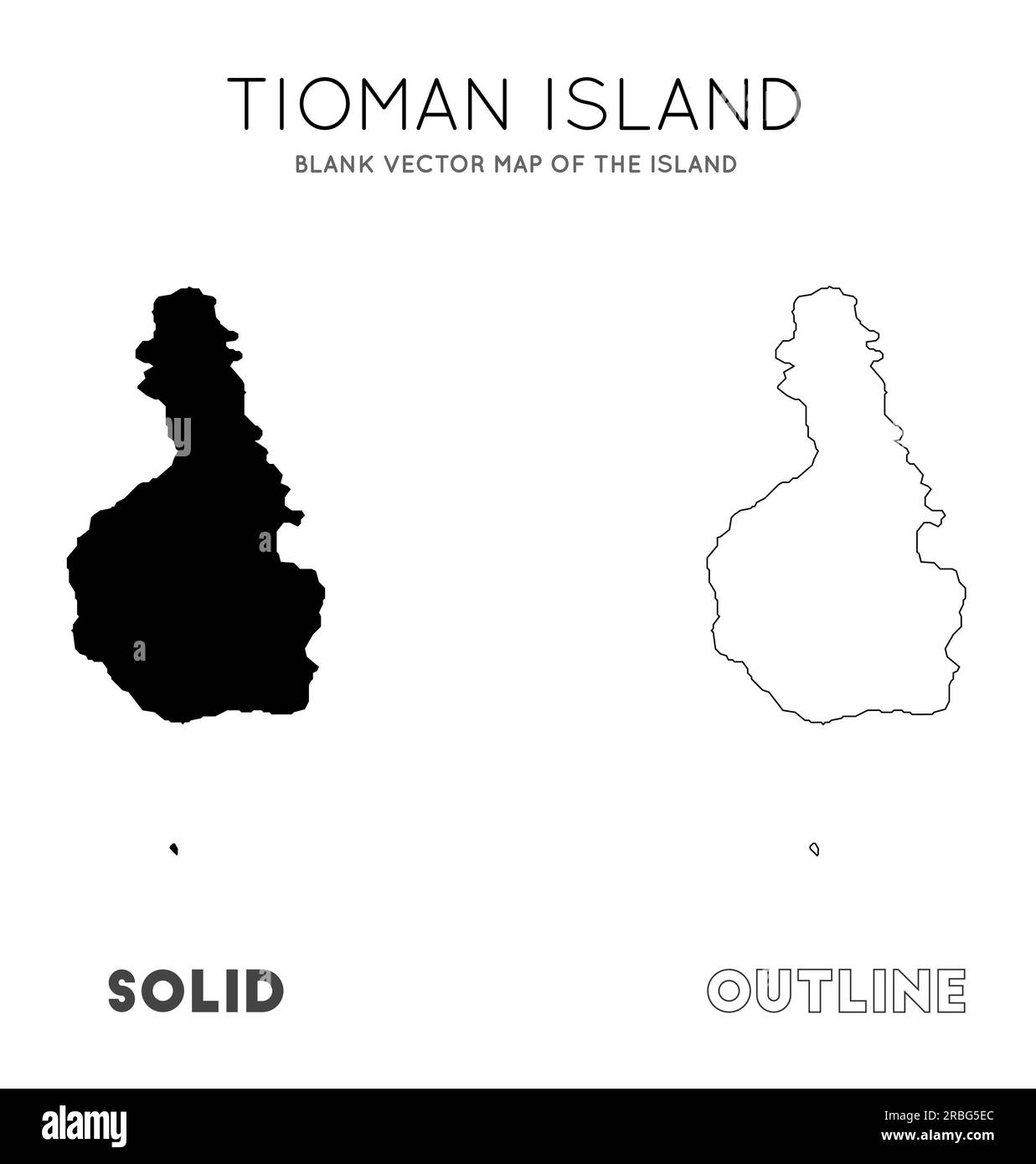 Karte der Insel Tioman. Grenzen der Insel Tioman für Ihre Infografik. Vektordarstellung. Stock Vektor