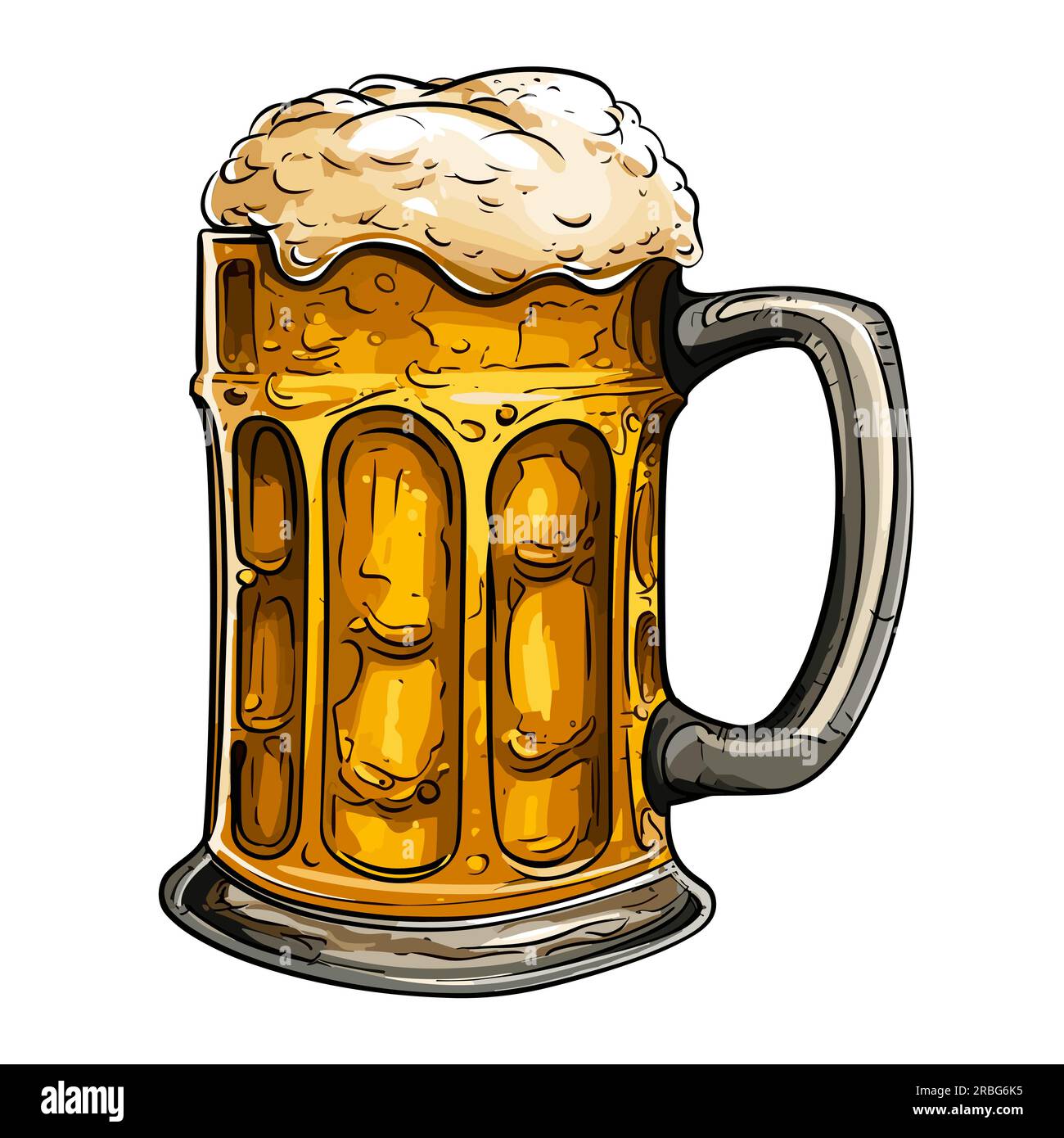 Bier. Handgezeichnetes Bier-Comic. Vektor-Doodle-Zeichentrickfilm ...
