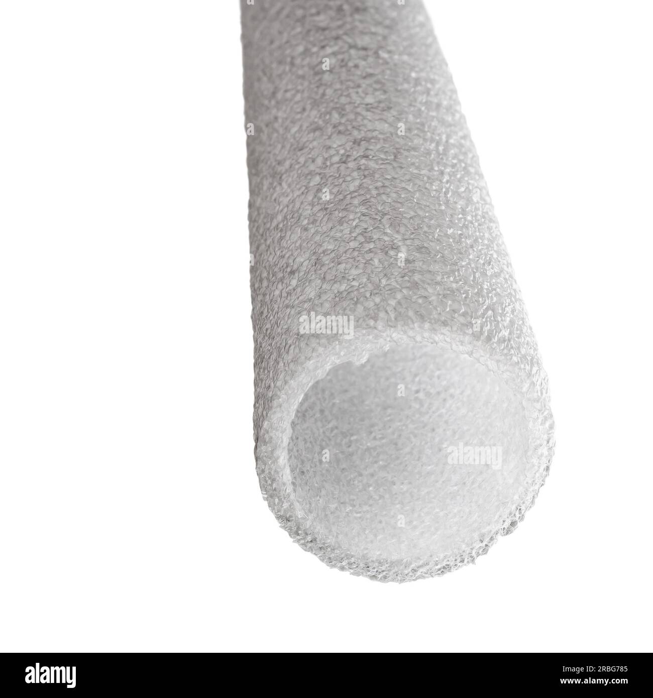 Ein weißer extrudierter Polyethylenschaum Rohr auf weißem Hintergrund Stockfoto