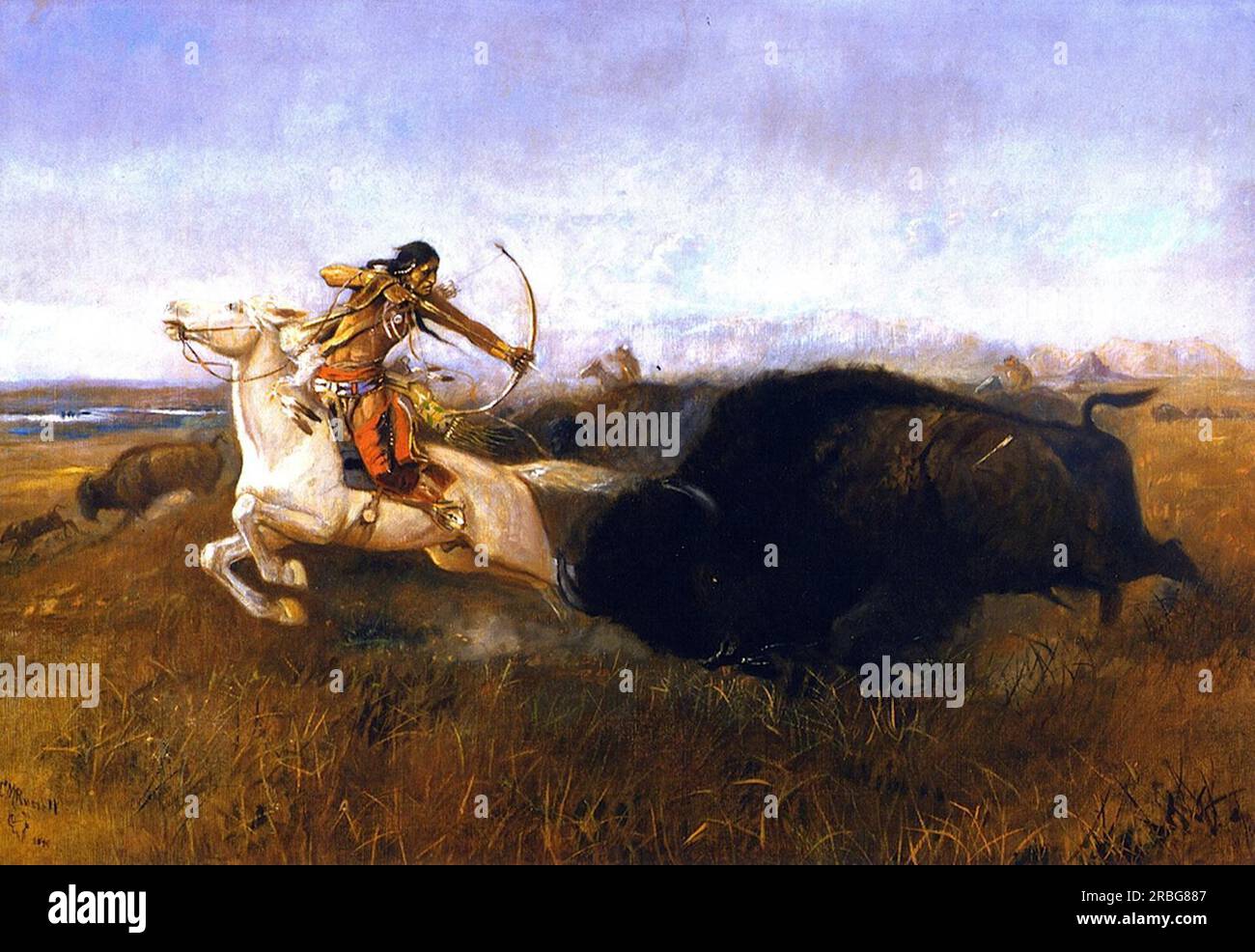 Indians Hunting Buffalo 1894 von Charles M. Russell Stockfoto