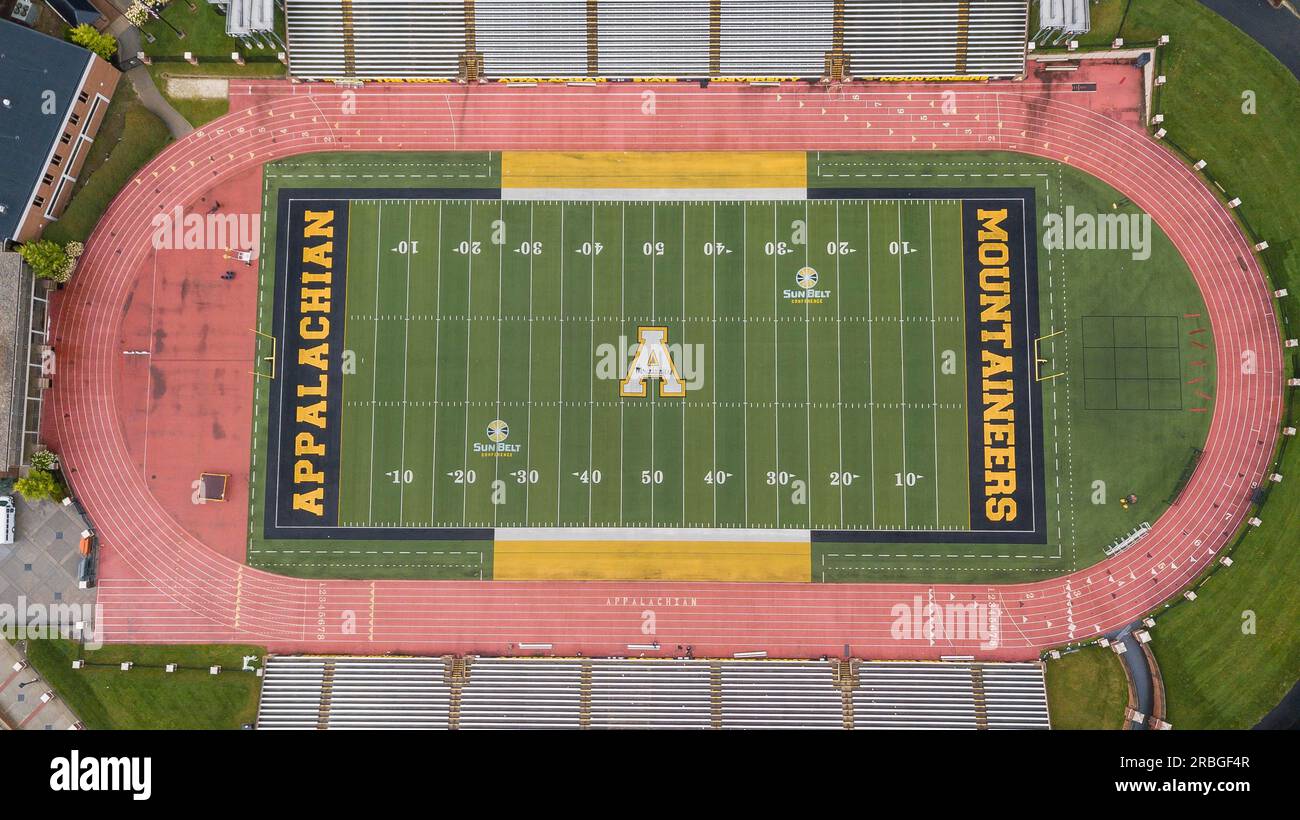 02. September 2018, Boone, North Carolina, USA: Das Kidd Brewer Stadium ist ein Mehrzweckstadion mit 30 Sitzplätzen und 000 Sitzplätzen in Boone, North Carolina. Stockfoto