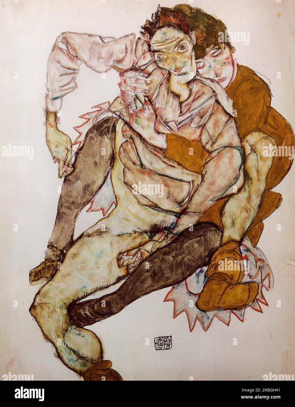 Sitzpaar (Egon und Edith Schiele) 1915; Wien, Österreich, von Egon Schiele Stockfoto Sitzpaar (Egon und Edith Schiele) 1915; Wien, Österreich, von Egon Schiele Stockfoto
