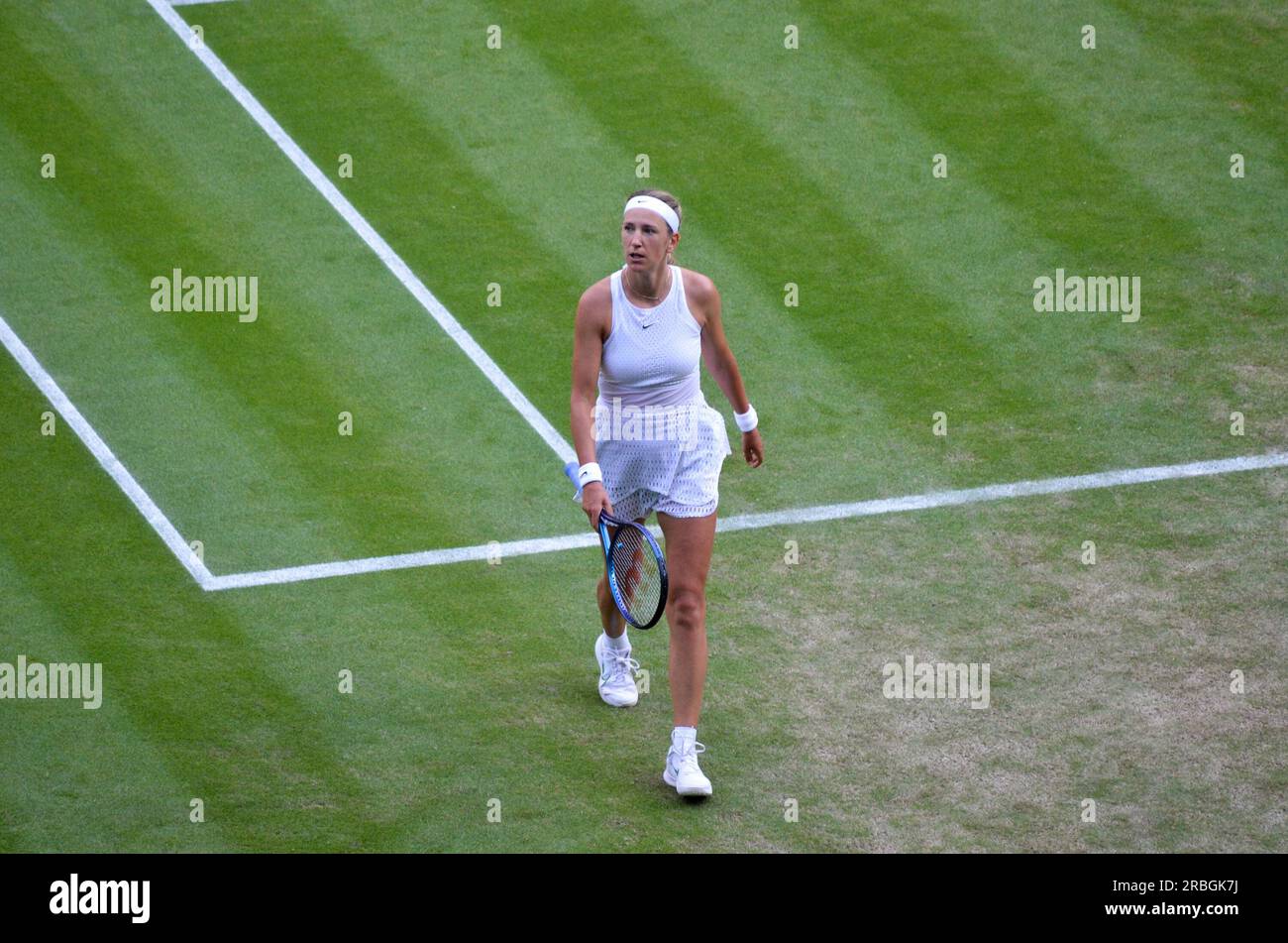 Bei den Wimbledon Championships 2023, die vom All England Tennis Club ausgerichtet werden, wurden Coco Gauff, Christopher Eubanks und Elina Svitolina vorgestellt. Stockfoto