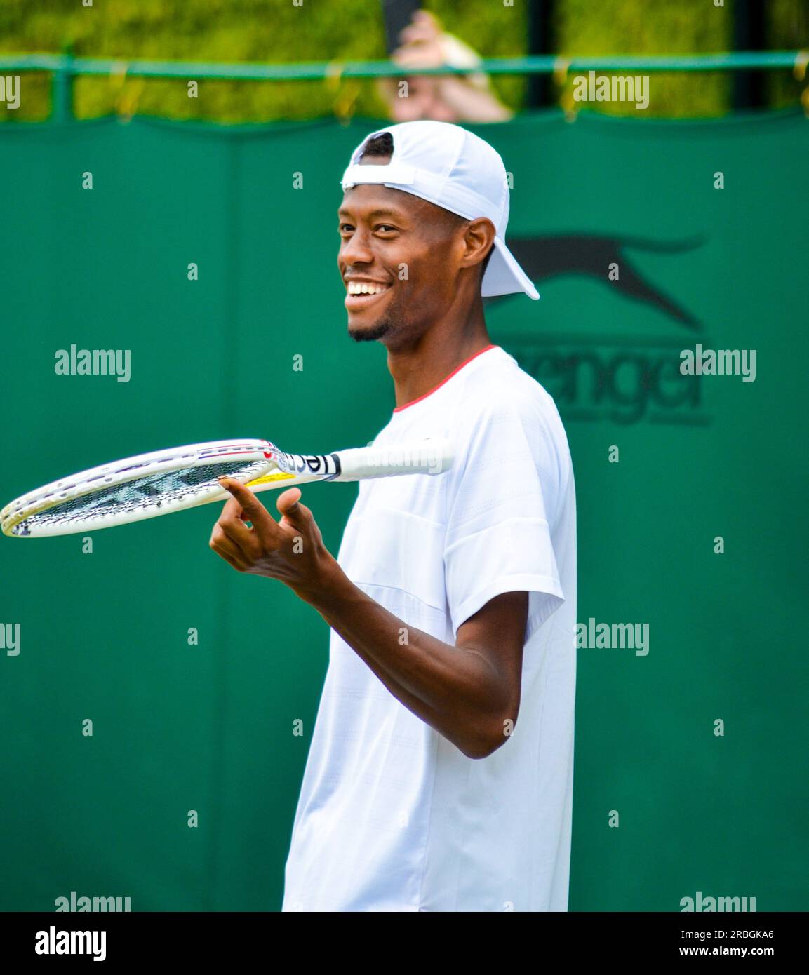 Bei den Wimbledon Championships 2023, die vom All England Tennis Club ausgerichtet werden, wurden Coco Gauff, Christopher Eubanks und Elina Svitolina vorgestellt. Stockfoto