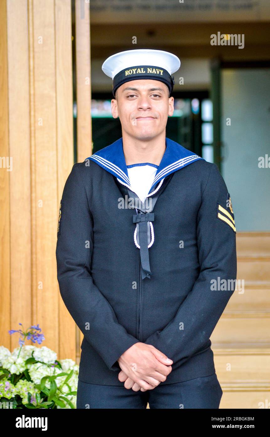 Bei den Wimbledon Championships 2023, die vom All England Tennis Club ausgerichtet werden, wurden Coco Gauff, Christopher Eubanks und Elina Svitolina vorgestellt. Stockfoto