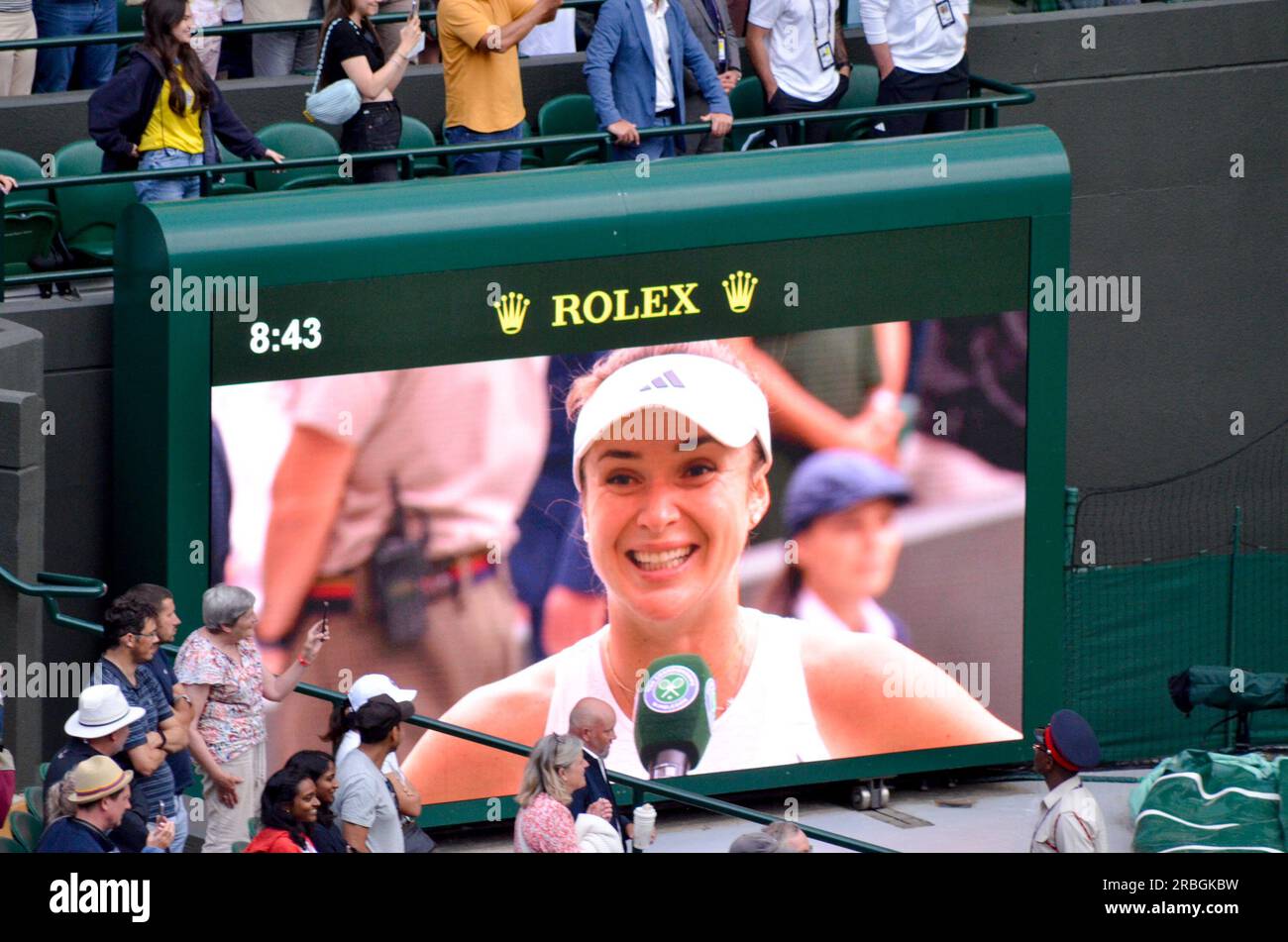 Bei den Wimbledon Championships 2023, die vom All England Tennis Club ausgerichtet werden, wurden Coco Gauff, Christopher Eubanks und Elina Svitolina vorgestellt. Stockfoto