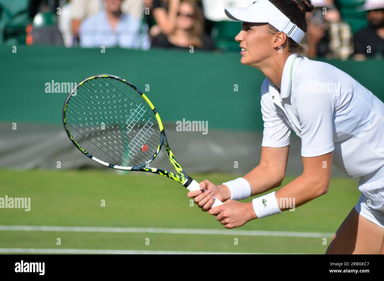 Bei den Wimbledon Championships 2023, die vom All England Tennis Club ausgerichtet werden, wurden Coco Gauff, Christopher Eubanks und Elina Svitolina vorgestellt. Stockfoto