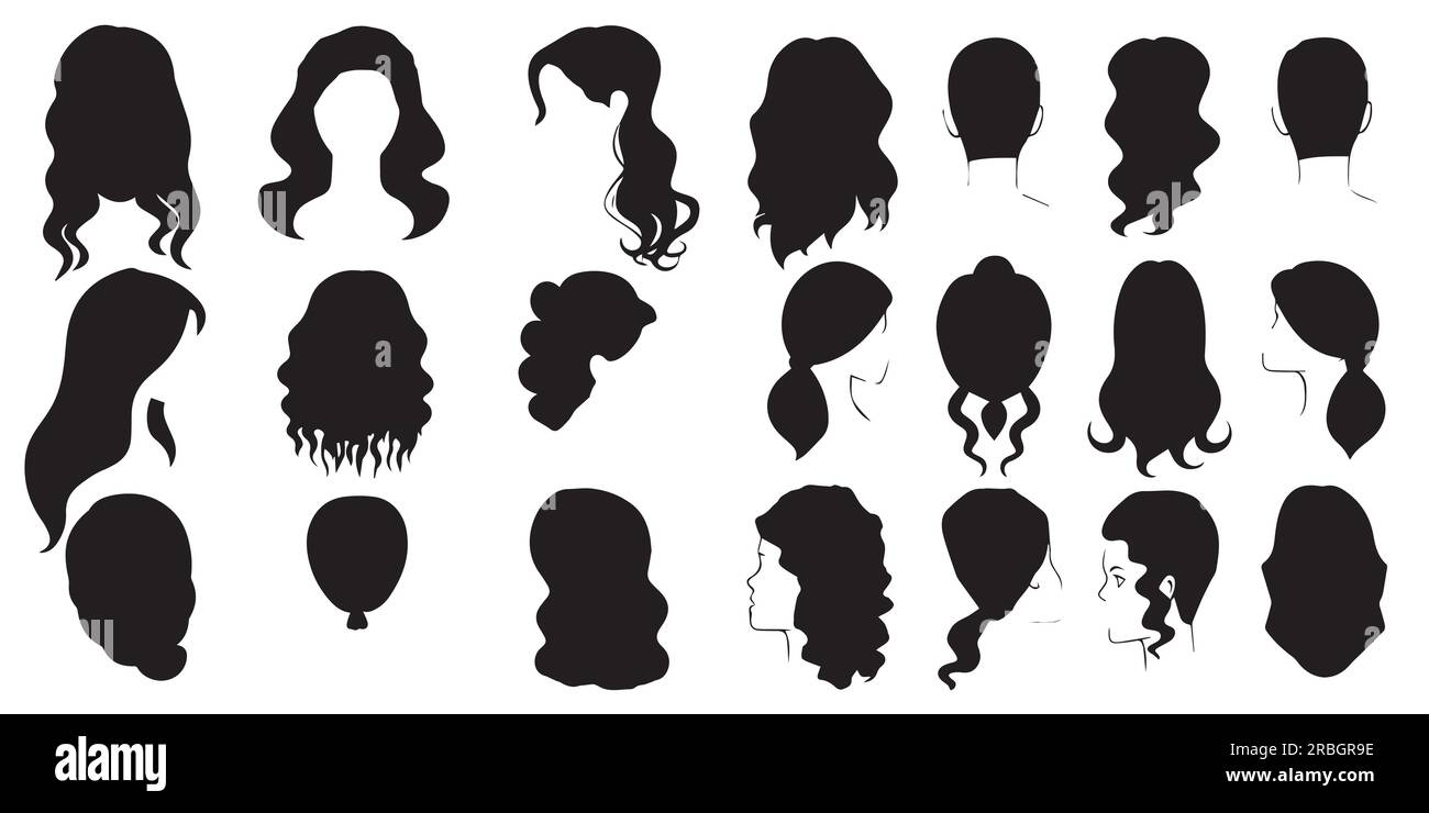 Silhouette Mädchen Haar Stil Vektor Illustration Stock Vektor