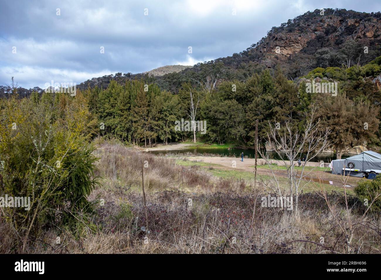 Juli 2023, Camping in Australien am Turon River im Zentrum von New South Wales, Australien Stockfoto