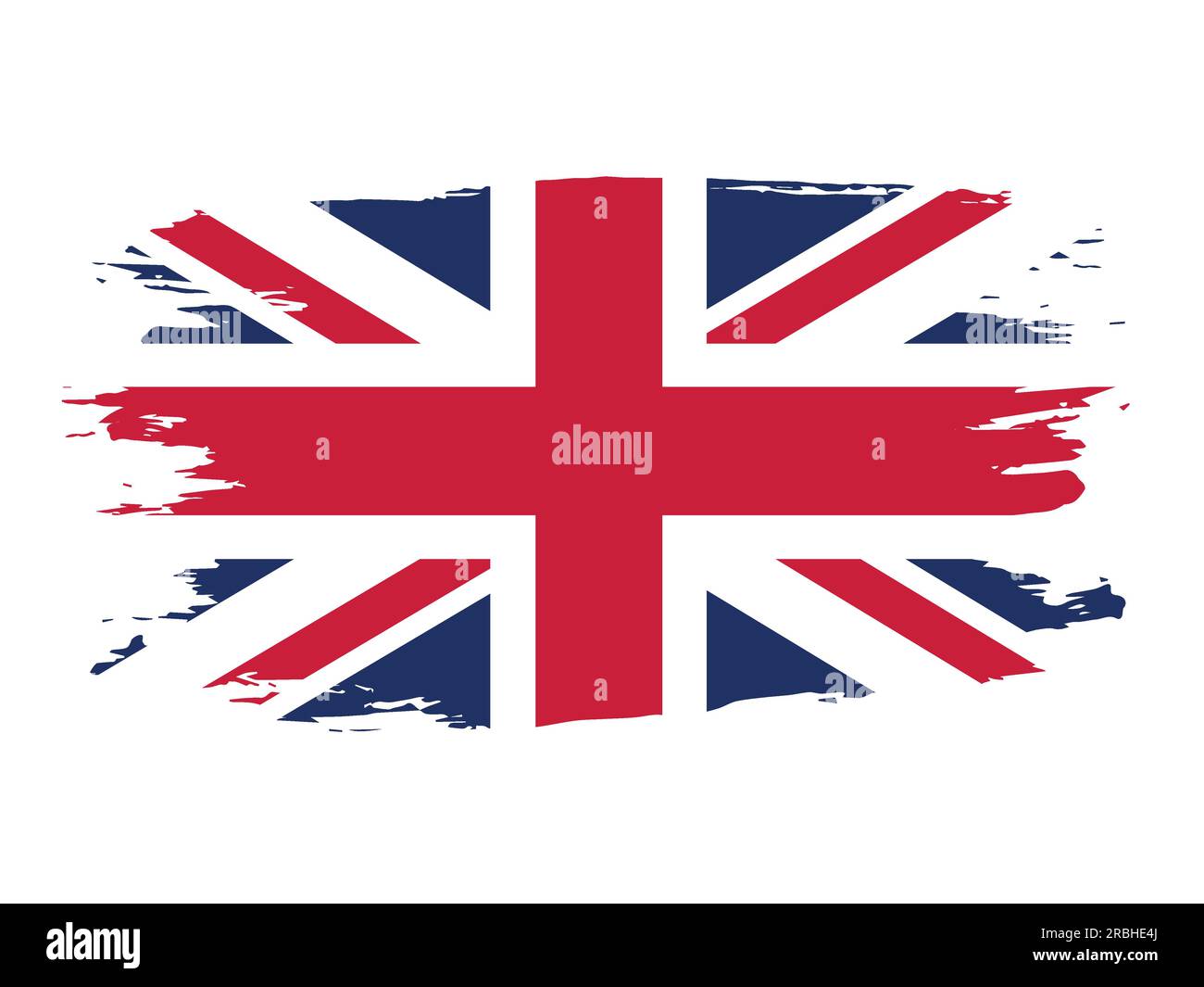 Flagge des Vereinigten Königreichs Großbritannien. Vom Pinsel gezogene Flagge. Stock Vektor