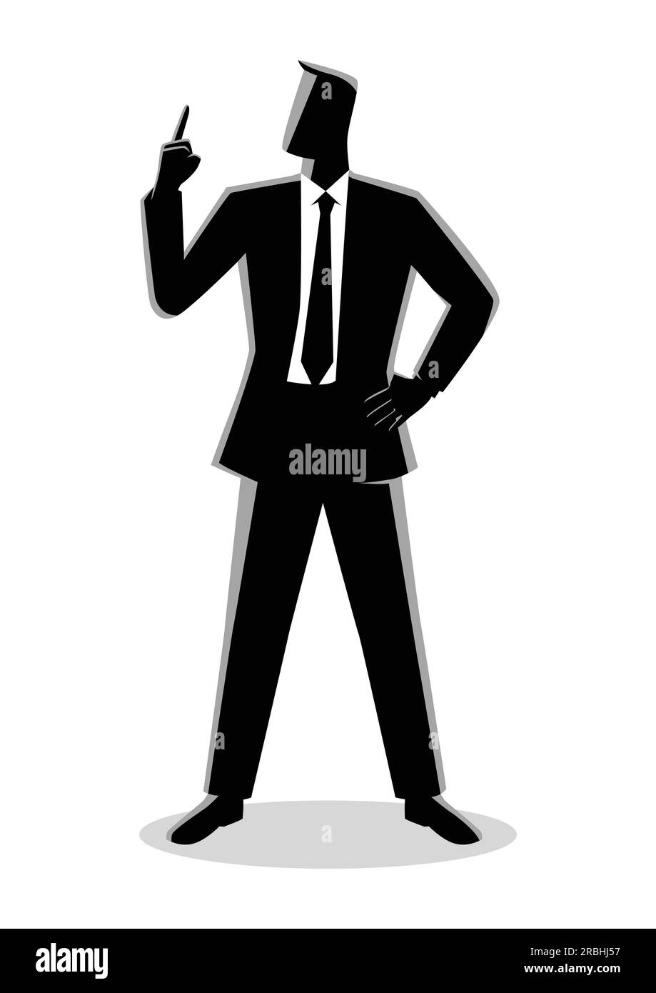 Geschäftsdarstellung eines Geschäftsmannes mit einem Finger nach oben gerichtet Stock Vektor