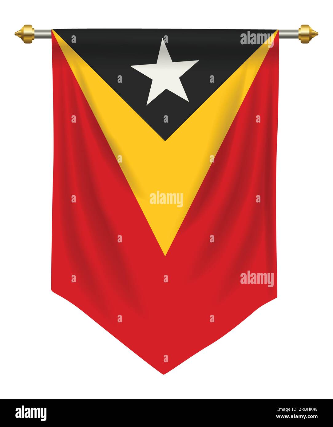 Timor Leste Flagge oder Wimpel isoliert auf weiß Stock Vektor