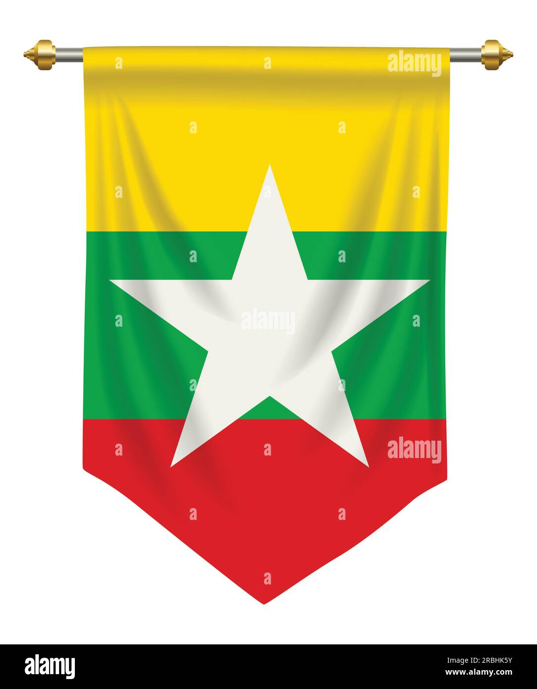 Myanmar Flagge oder Wimpel isoliert auf weiß Stock Vektor