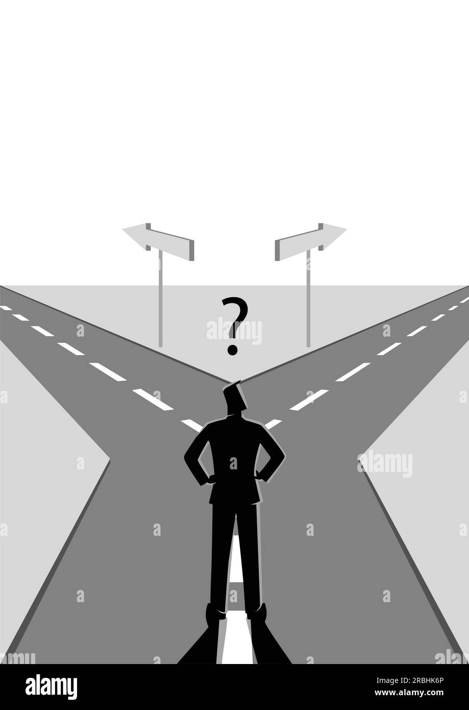 Business Concept Vektor Illustration eines Geschäftsmannes, der den Weg wählt Er sollte gehen Stock Vektor