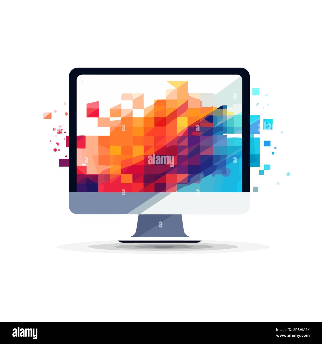 Computermonitor. Abstraktes Farbbild eines Monitors auf weißem Hintergrund. Vektordarstellung. Stock Vektor