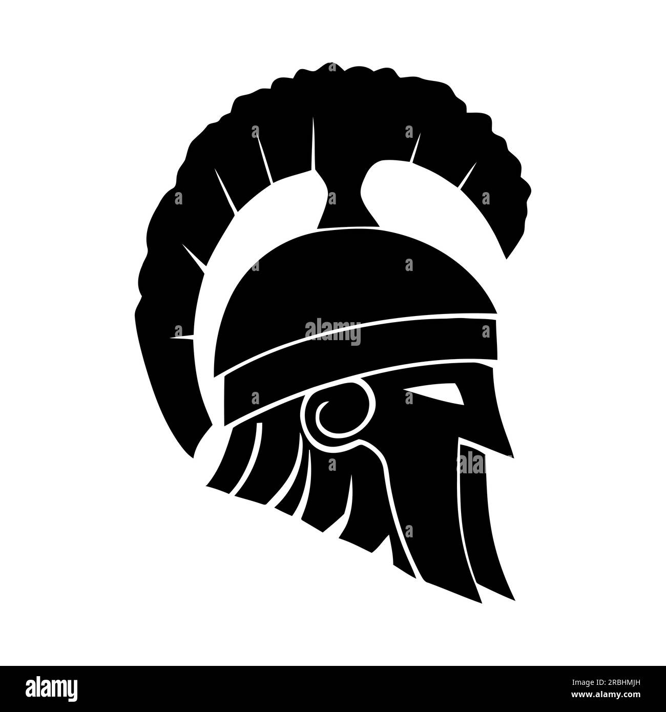 Ritterhelm. Schwarzes Symbol des Helms eines römischen Soldaten oder Gladiators. Vektordarstellung Stock Vektor