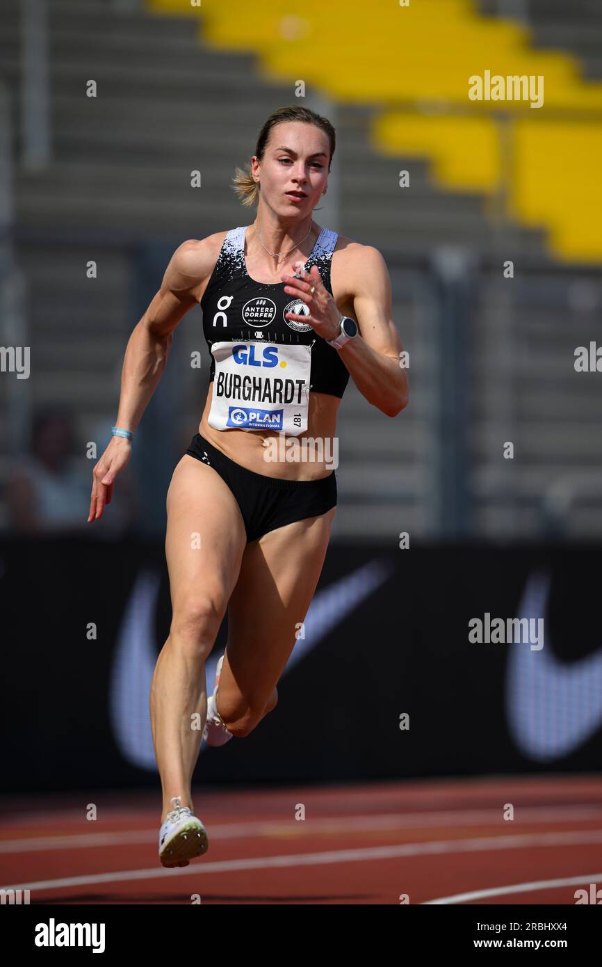 Kassel, Deutschland. 09. Juli 2023. Alexandra BURGHARDT (LG Gendorf Wacker Burghausen), Halbfinale 200m Frauen, bei 09.07.2023 deutschen Leichtathletikmeisterschaften 2023 ab 08,07. - 09.07.2023 in Kassel/Deutschland. Kredit: dpa/Alamy Live News Stockfoto
