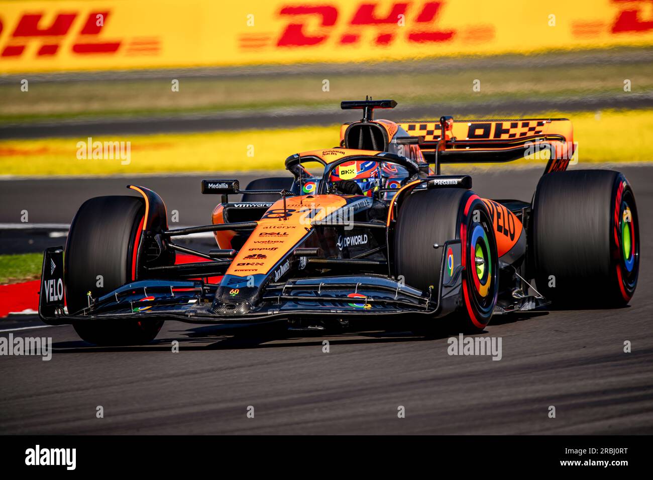 Silverstone, Großbritianer. 07. Juli 2023. SILVERSTONE CIRCUIT, VEREINIGTES KÖNIGREICH - JULI 07: Oscar Piastri, McLaren F1 MCL60 während des britischen Grand Prix auf dem Silverstone Circuit am Freitag, den 07. Juli 2023 in Silverstone, Vereinigtes Königreich. (Foto: Michael Potts/BSR Agency) Kredit: BSR Agency/Alamy Live News Stockfoto