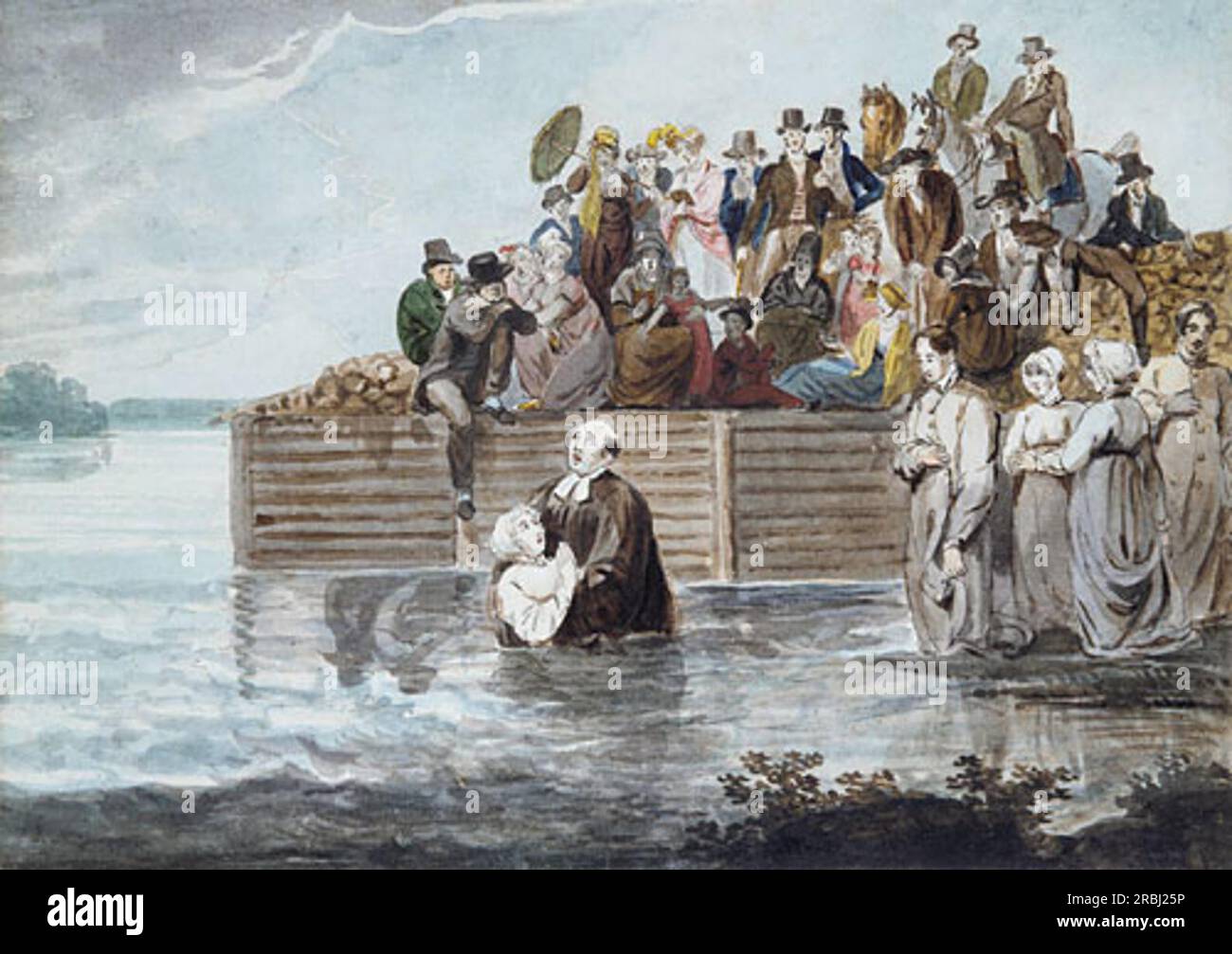 Ein Philadelphia Anabaptist Immersion während eines Sturms c.1812; Philadelphia, Vereinigte Staaten von Pavel Svinyin Stockfoto