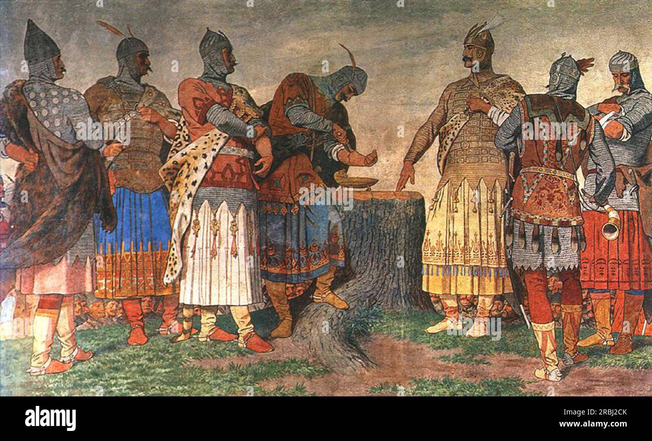 Vertrag mit Blut (Blutschwur) 1897 von Bertalan Szekely Stockfoto