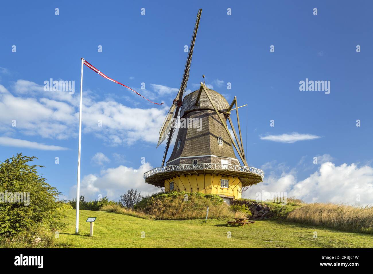 Windmühle Viby Mølle in der Nähe von Kerteminde, Funen Island, Süddänemark, Dänemark Stockfoto