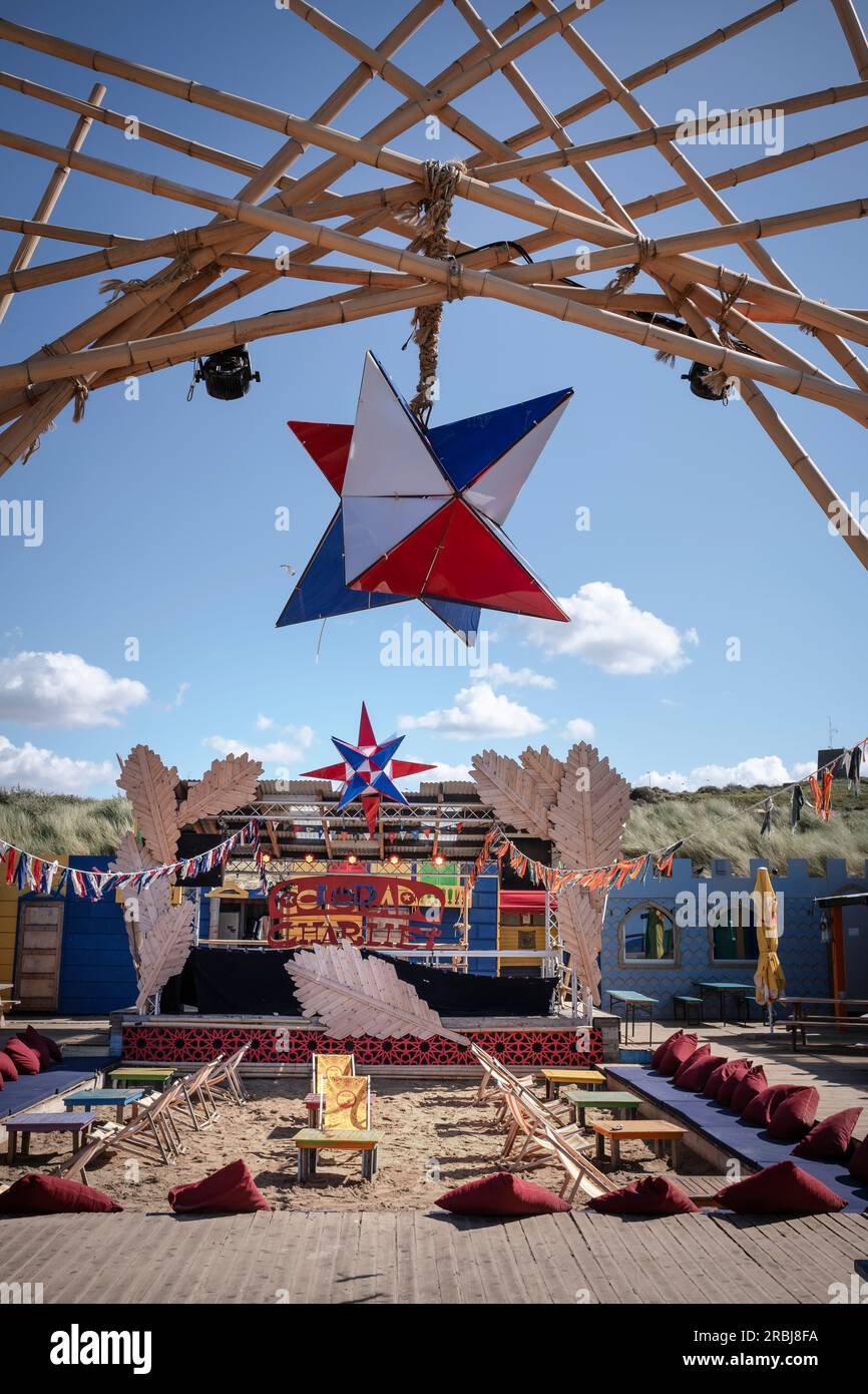 Stilvolle Bar im Scheveningen Beach, Den Haag, Provinz Zuid-Holland, Niederlande, Europa Stockfoto