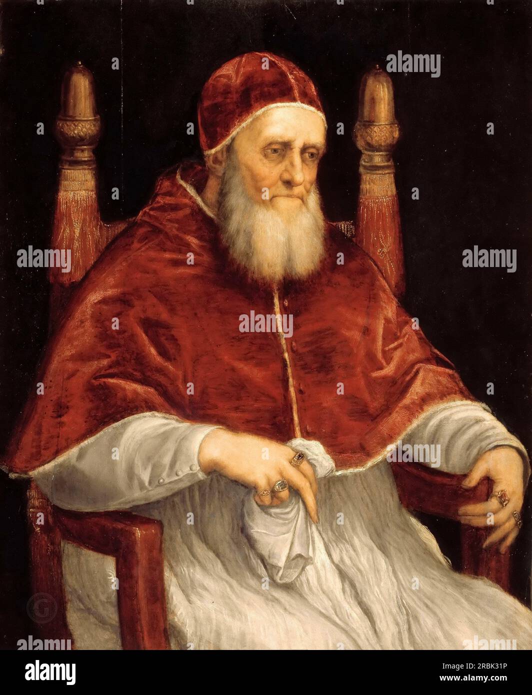 Tizian – Porträt von Papst Julius II. 1545-46. Stockfoto