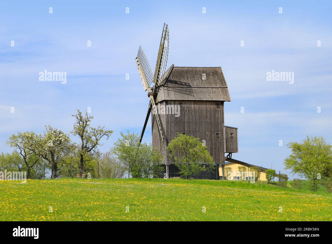 Die Windmühle Vehlefanz im Frühjahr im Bundesland brandenburg (Oberhavel) Deutschland Stockfoto