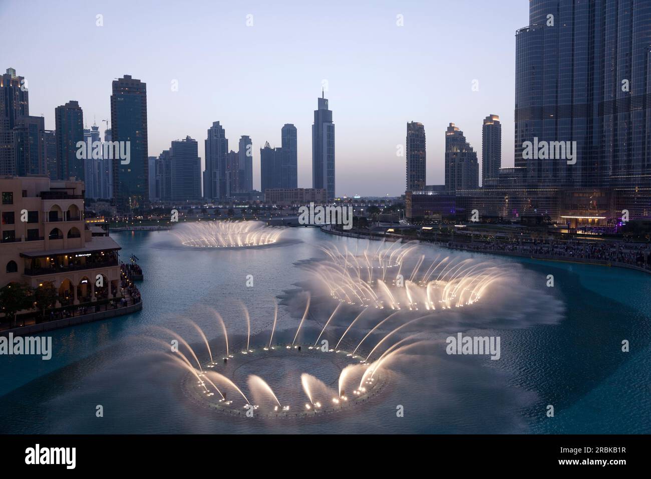 VAE, Dubai, Downtown Dubai Burj Dubai Dubai Mall Burj Khalifa Lake. Stockfoto