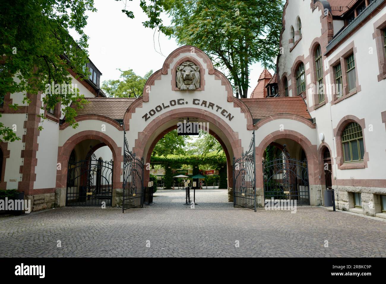 Historischer Eingang zum Leipziger Zoo Stockfoto