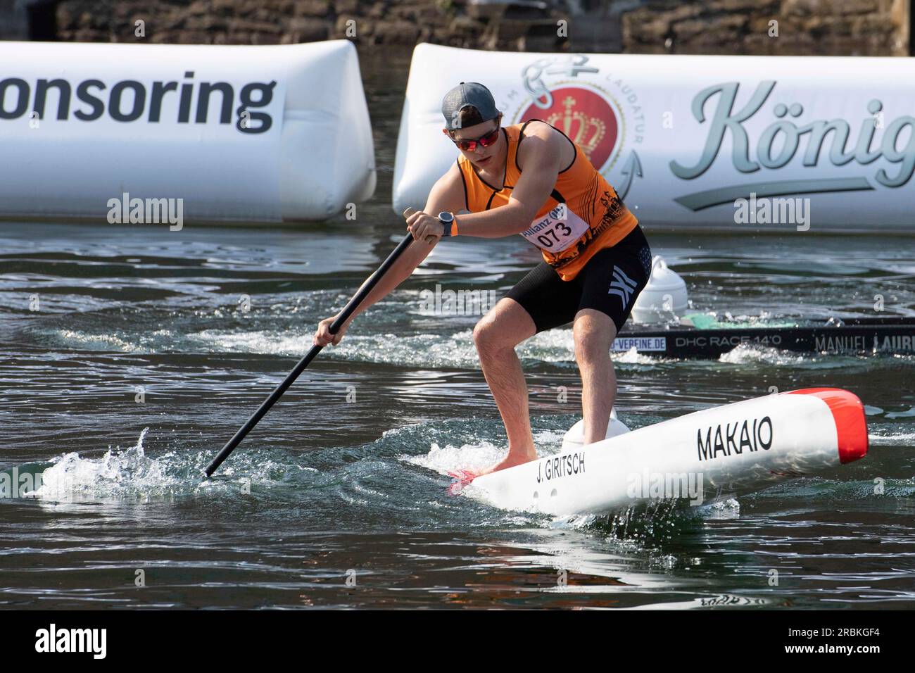 Jan GIRITSCH (Post-Sportverein Koblenz) Action, Männer Stand-up Paddling, Kanufahrten am 9. Juli 2023 in Duisburg. Das Finale 2023 Rhein-Ruhr von 06,07 bis 09.07.2023 Stockfoto