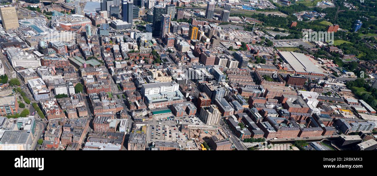 Northern Quarter District of Manchester City Centre, Northern England, Lancashire, UK, aus der Luft, Stockfoto
