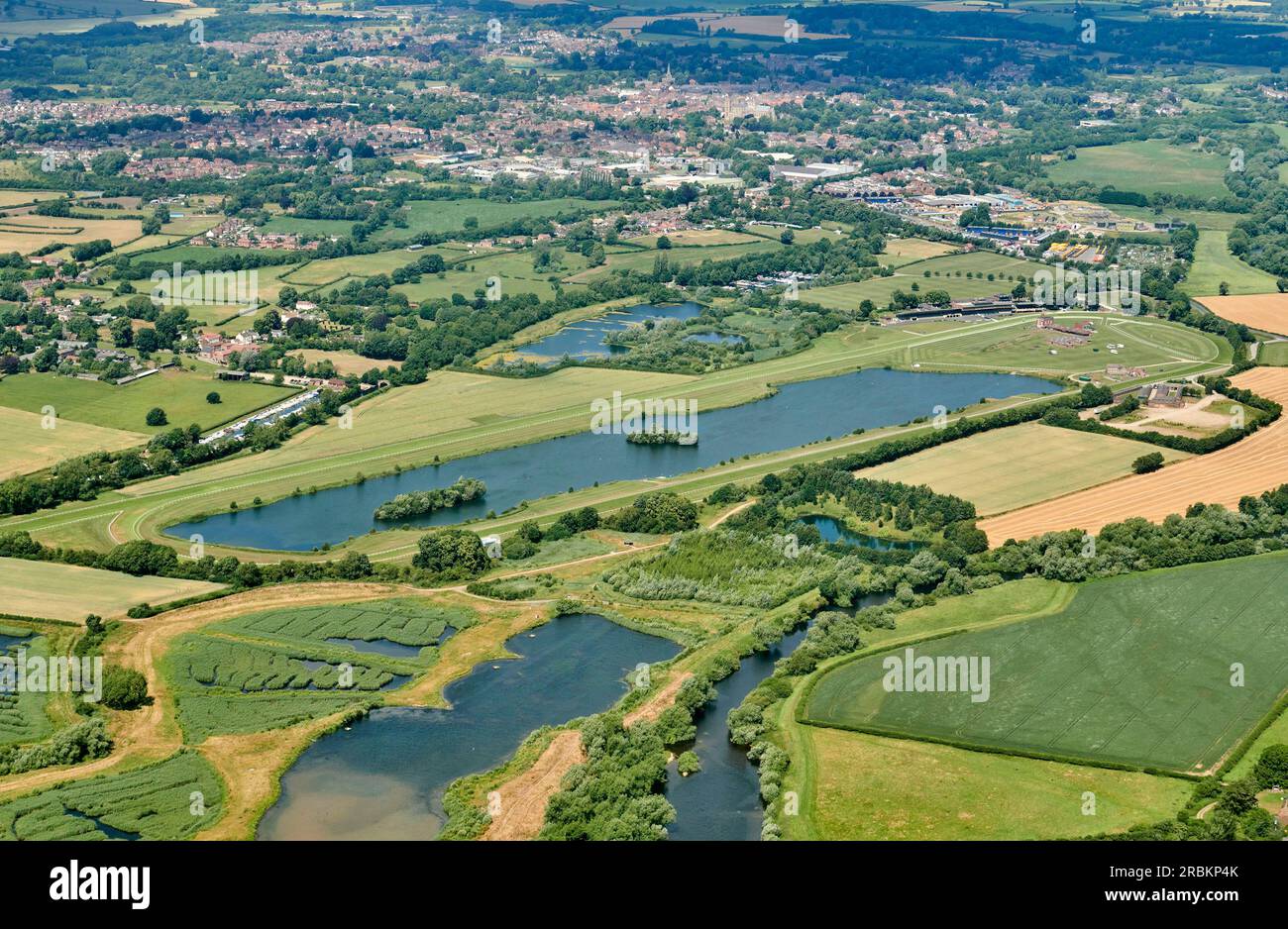 Ein Luftbild der Rennbahn Ripon, North Yorkshire, Nordengland, Großbritannien Stockfoto